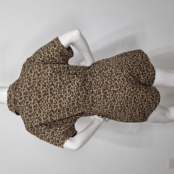 Le Lis NEW Taupe Brown Leopard Print Mobwife Streetwear W/Pockets Denim Romper L - Picture 7 of 15